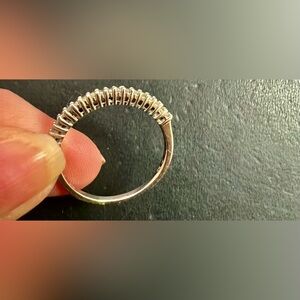 925 Sterling Silver Ribbed Stackable Lab Created Diamond Ring